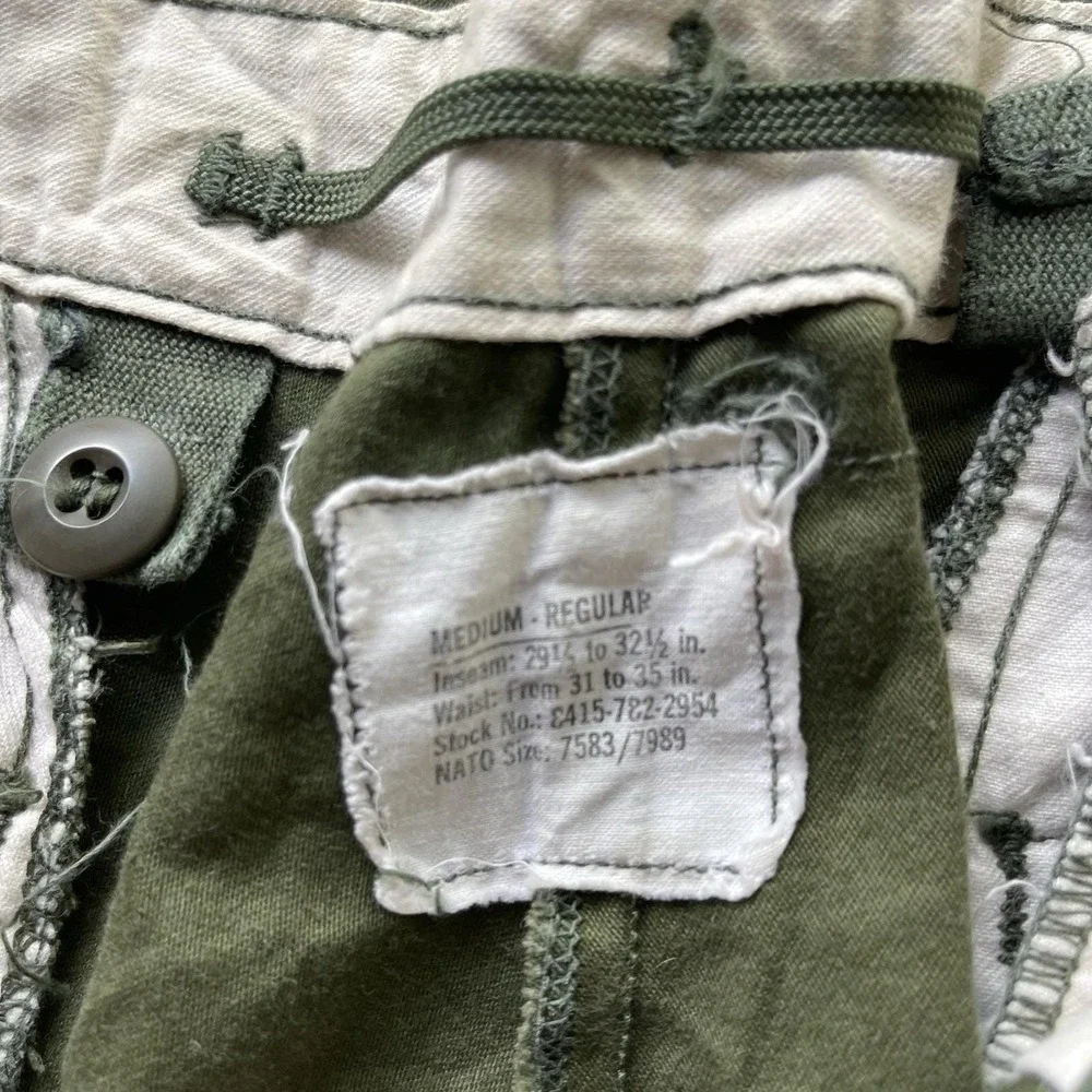 vintage 1970s military pants OG107 green 31x29 M65 US ARMY Cotton vietnam SATEEN